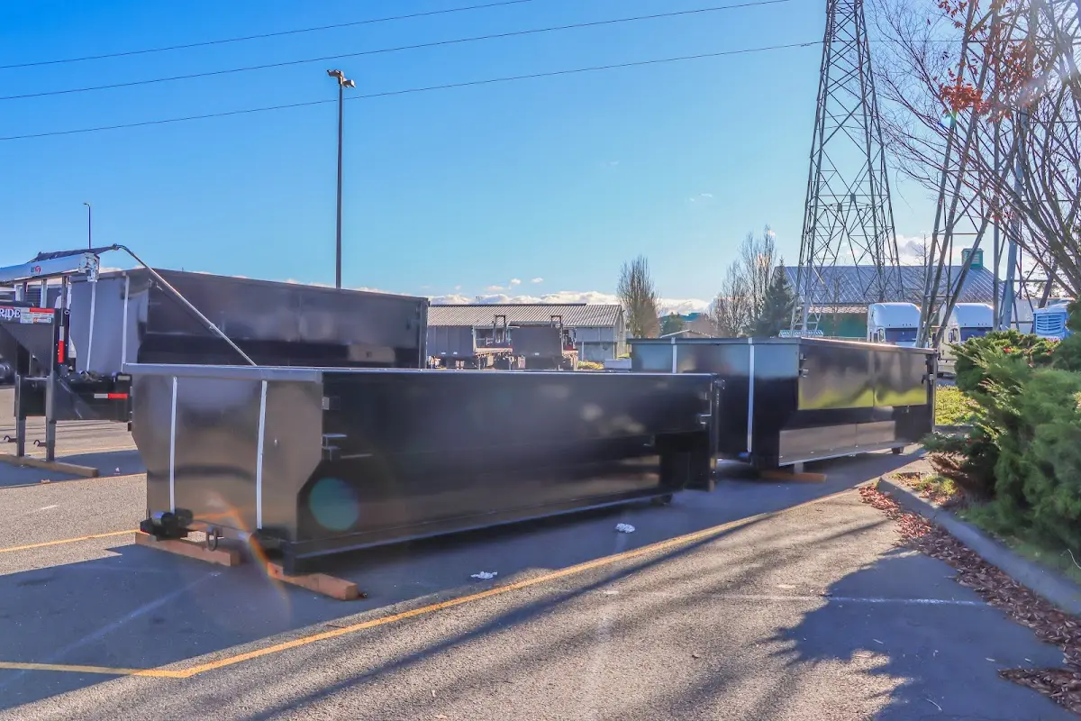 Roll-off dumpster ready for waste disposal at job site for Commercial Dumpster Rental in Englewood